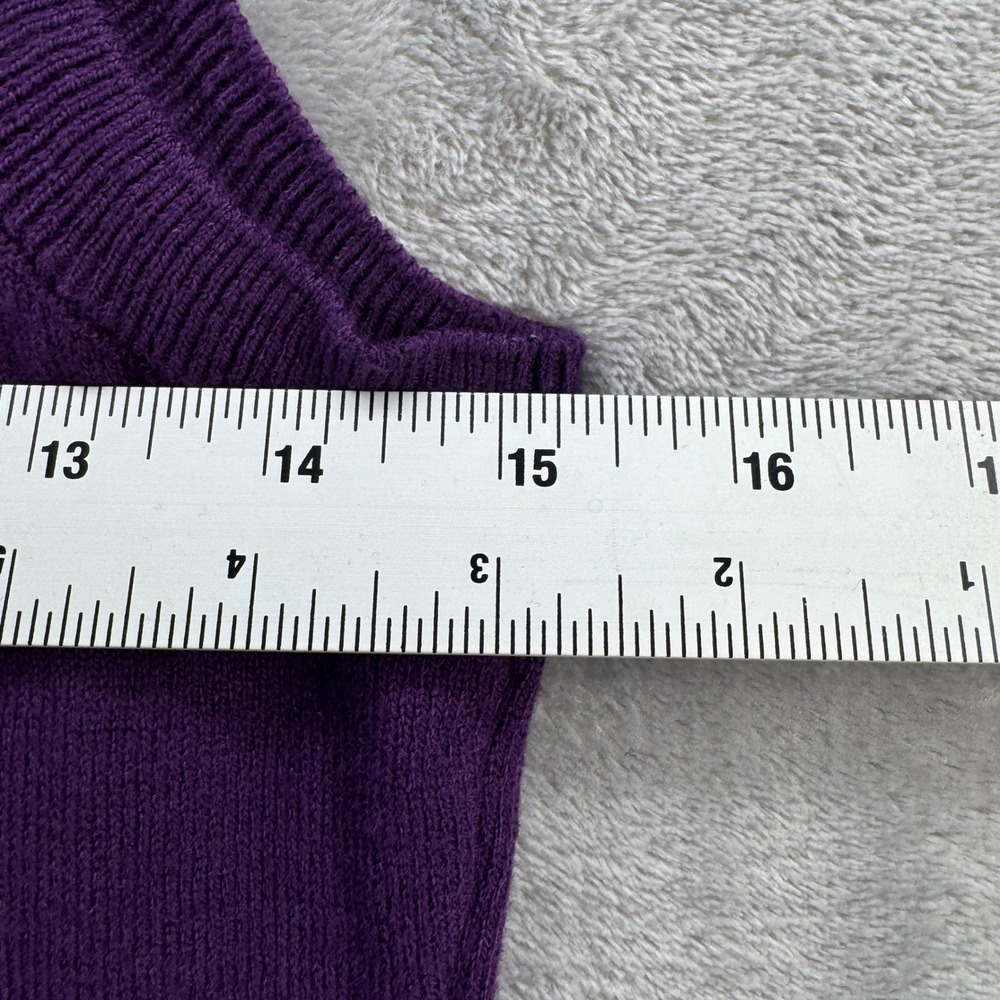 Denim & Co Essentials Purple Sleeveless Sweater Tank Top XXS Crew Neck Knit - Picture 5 of 7
